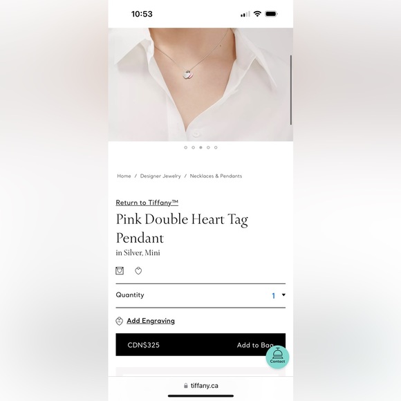 Authentic Tiffany Blue Double Heart Necklace - Picture 2 of 2